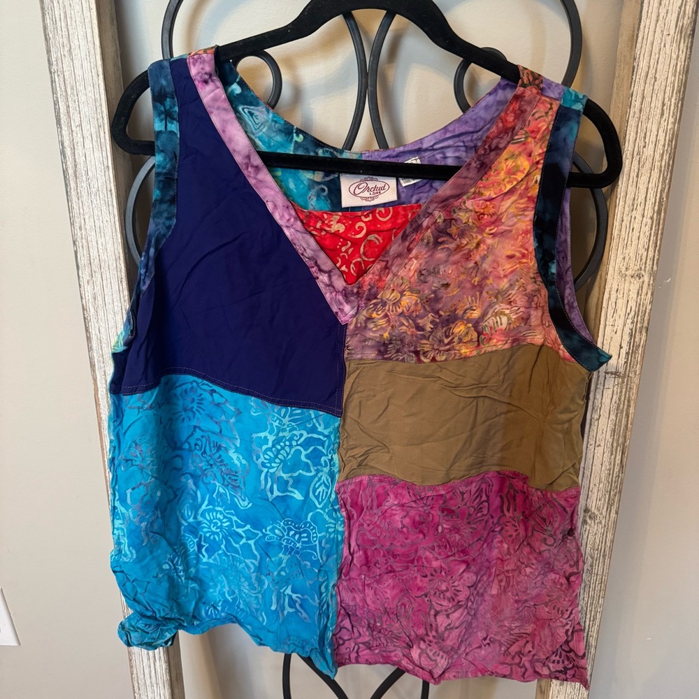 Orchid Lane Handmade Patchwork Sleeveless Top Size Large/XL‎  - Multicolor